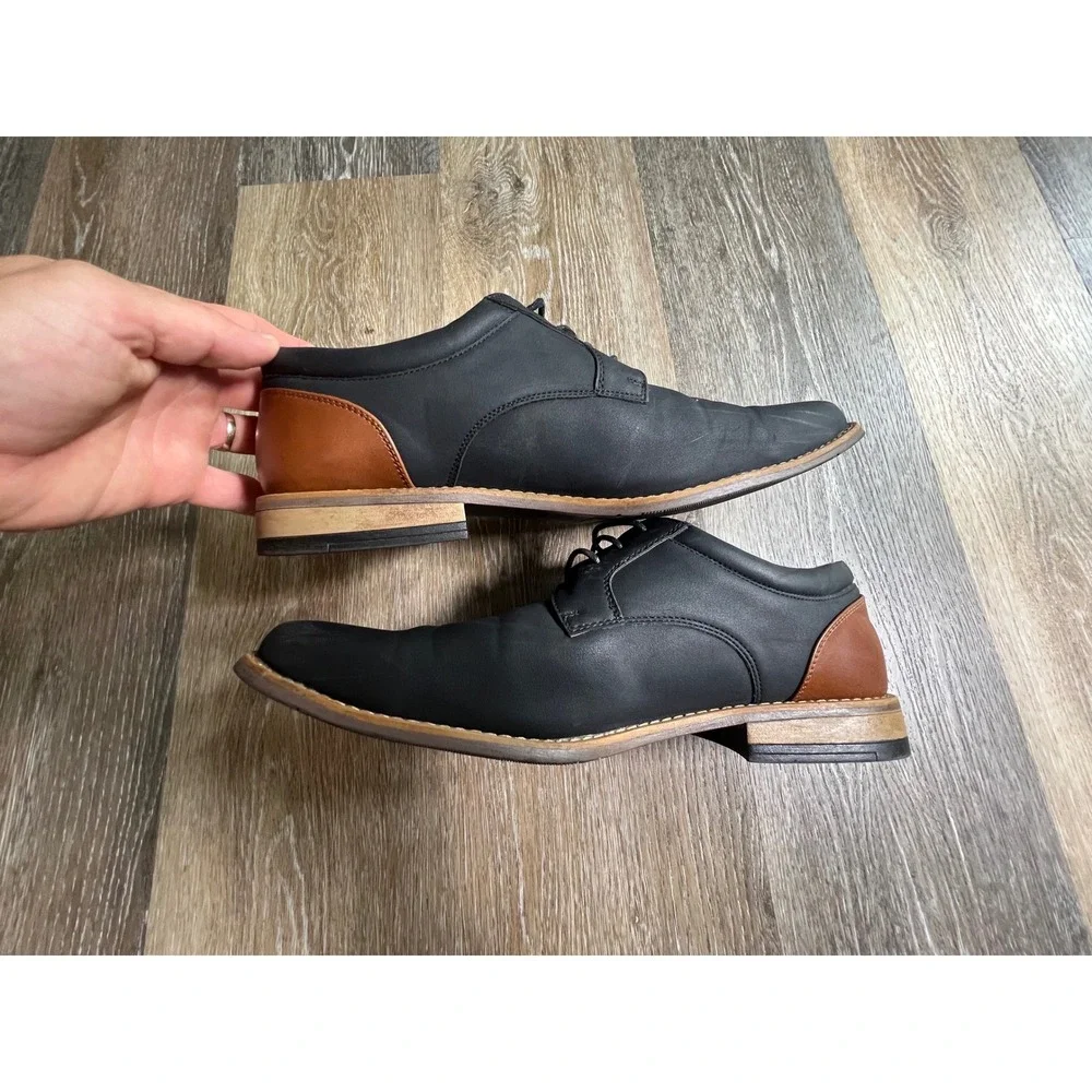 Perry‎ Ellis Portfolio Finley Dress Shoes Mens 12 Black Brown Two Tone Derby